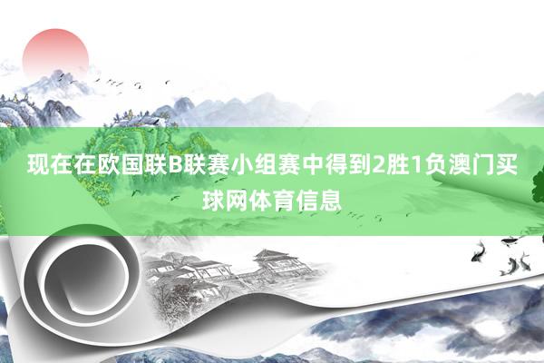 现在在欧国联B联赛小组赛中得到2胜1负澳门买球网体育信息