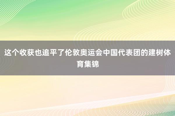 这个收获也追平了伦敦奥运会中国代表团的建树体育集锦