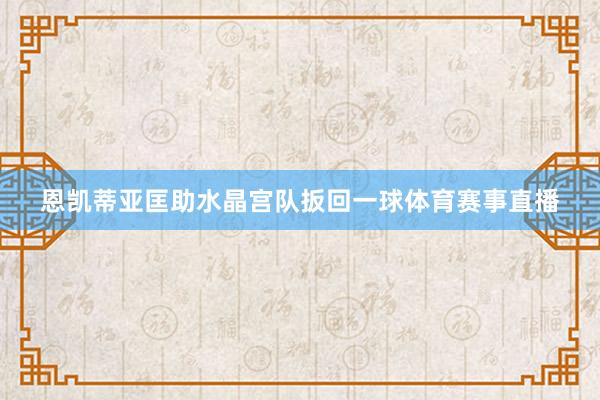 恩凯蒂亚匡助水晶宫队扳回一球体育赛事直播